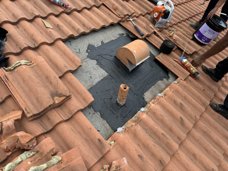 Storm damage roof repair on a home in Southwest Florida