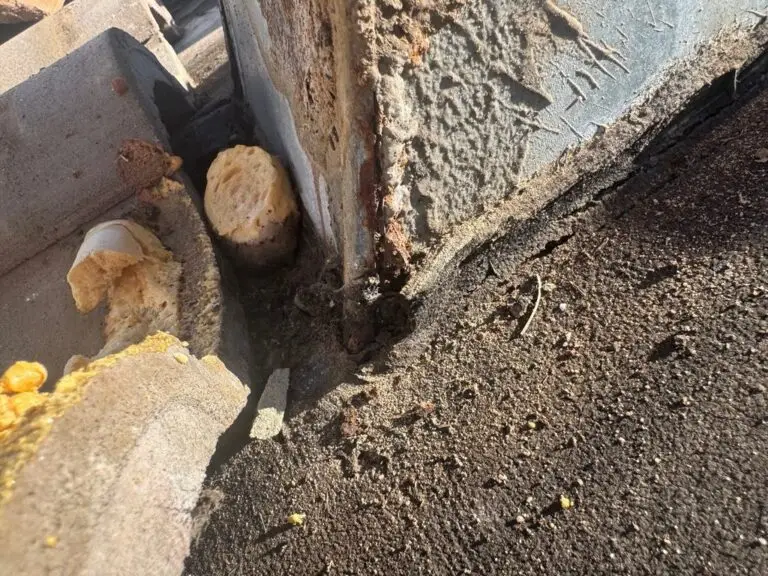 Rusted roof vent base leaking through the underlayment on a tile roof in Fiddler's Creek, Naples FL